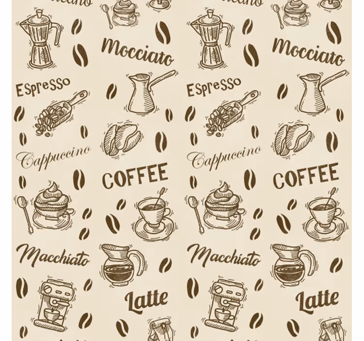 3d coffee name patterns roller blind for kitchen window - TenStickers