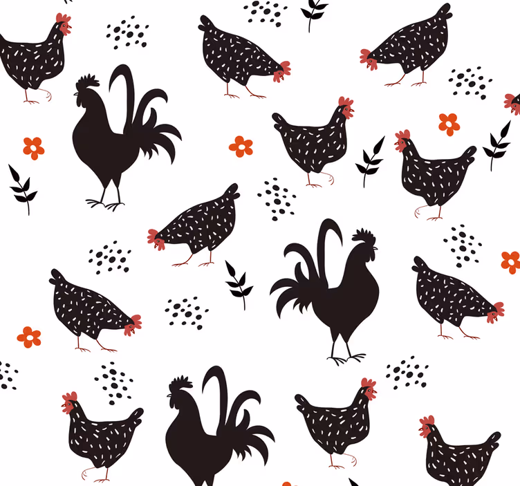 Roller blind for kitchen window black and white rooster - TenStickers
