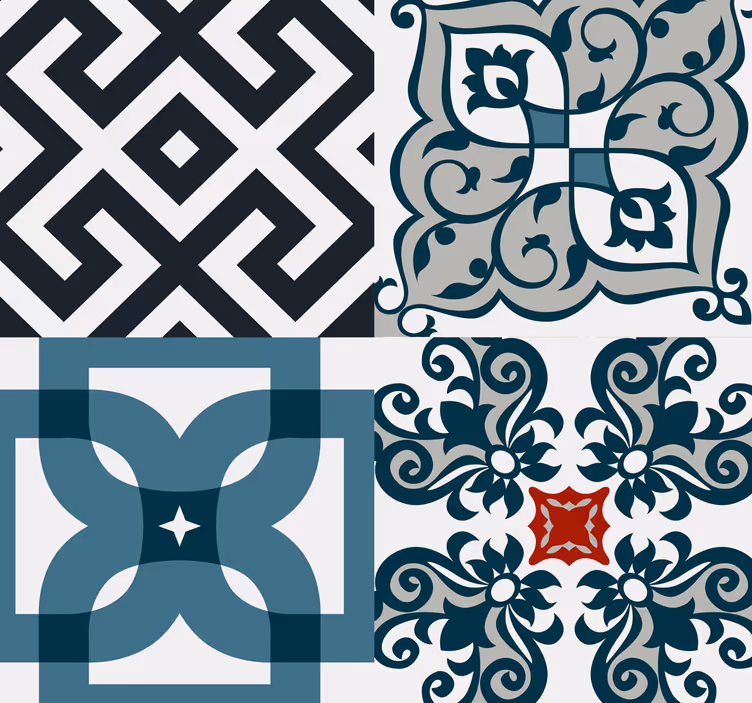 Roller blind for kitchen window portuguese vintage tiles - TenStickers