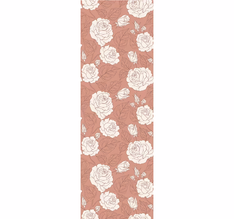 Dining room roller blinds with terracotta large roses - TenStickers