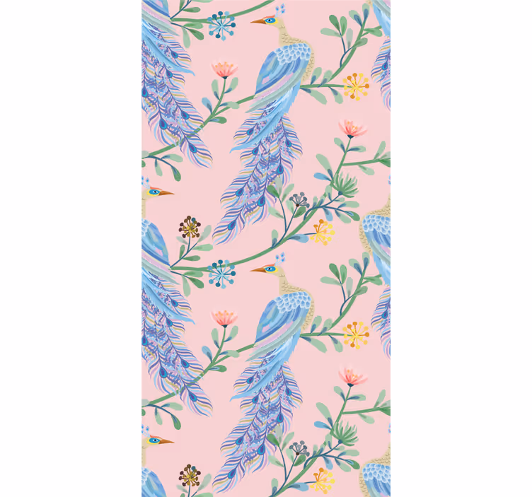 Dining room roller blinds birds in pink paradise - TenStickers