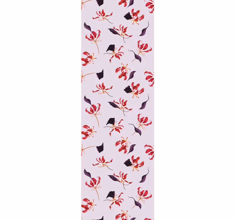 Dining room roller blinds with hand-drawn red lilies - TenStickers