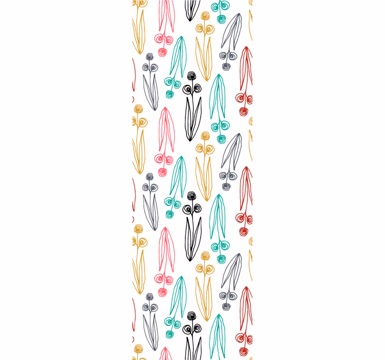 Dining room roller blinds with colorful floral lines - TenStickers