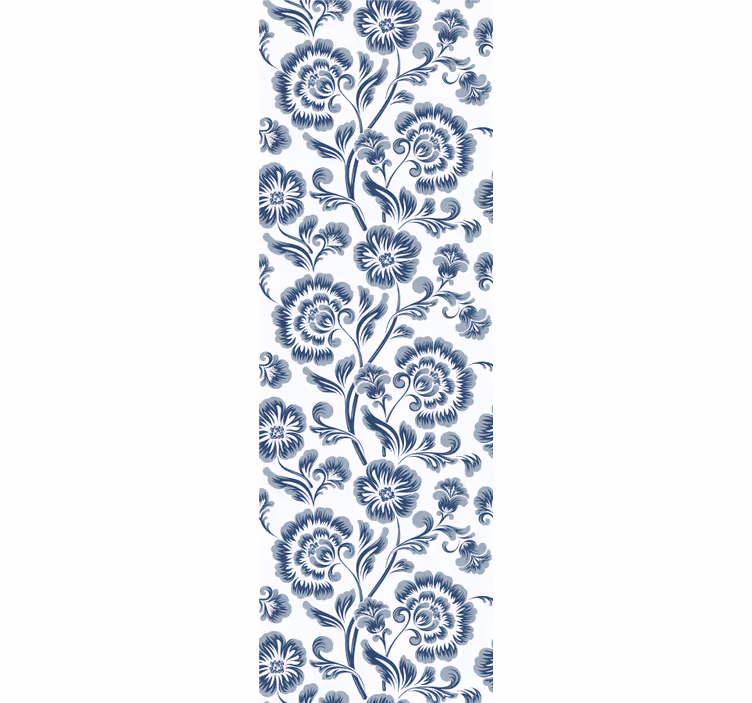 Dining room roller blinds in blue floral design - TenStickers