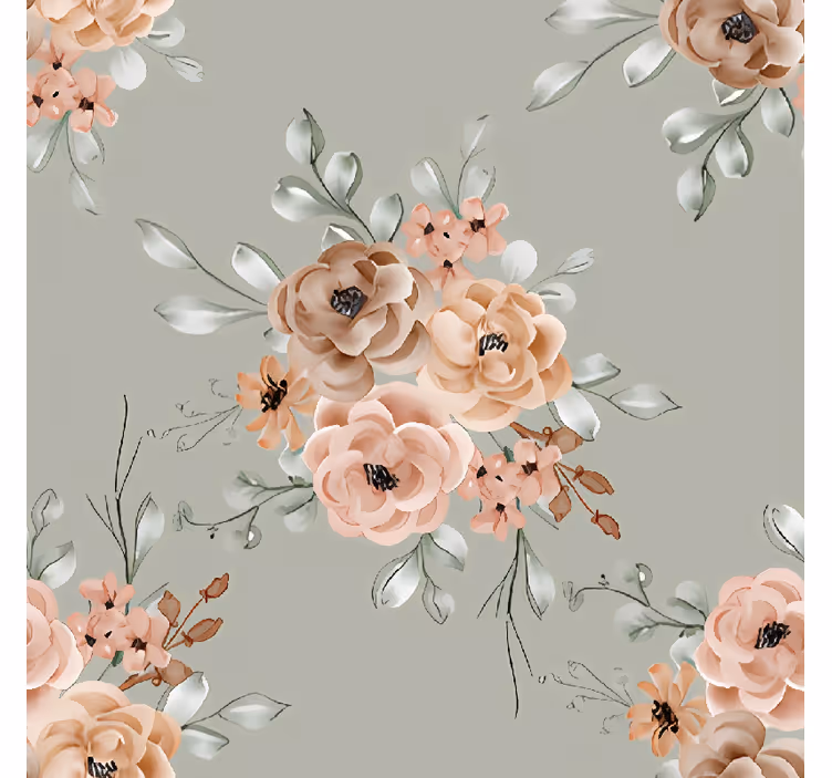 Dining room roller blinds with vintage roses on mint green - TenStickers
