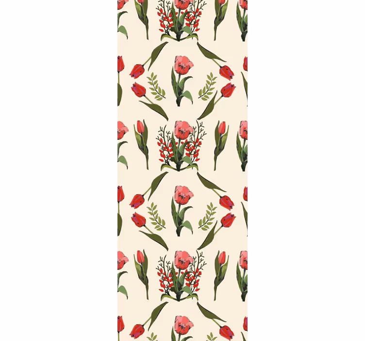 Dining room roller blinds spring with red tulips - TenStickers