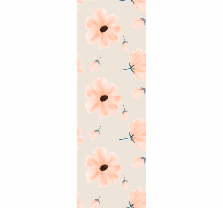 Dining room roller blinds big floral watercolor beige - TenStickers