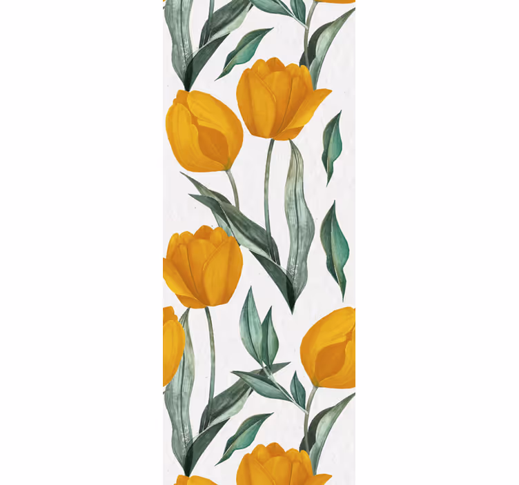 Dining room roller blinds yellow tulips pattern - TenStickers