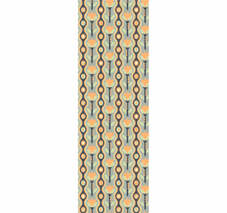 Dining room roller blinds in orange floral pattern - TenStickers