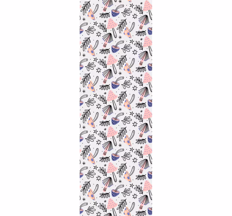 Dining room roller blinds with classic mushrooms and flowers - TenStickers