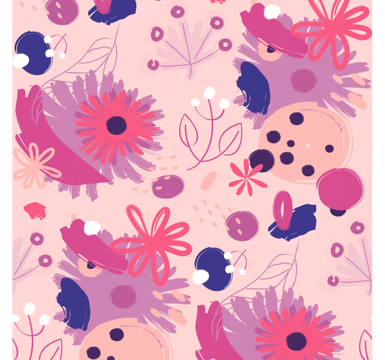 Dining room roller blinds abstract purple flowers - TenStickers