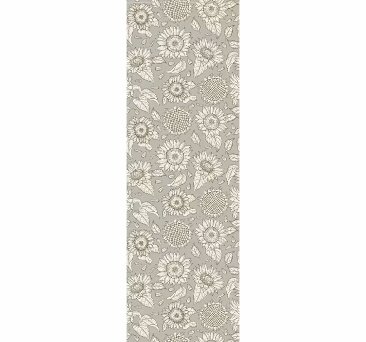 Dining room roller blinds gray sunflowers - TenStickers