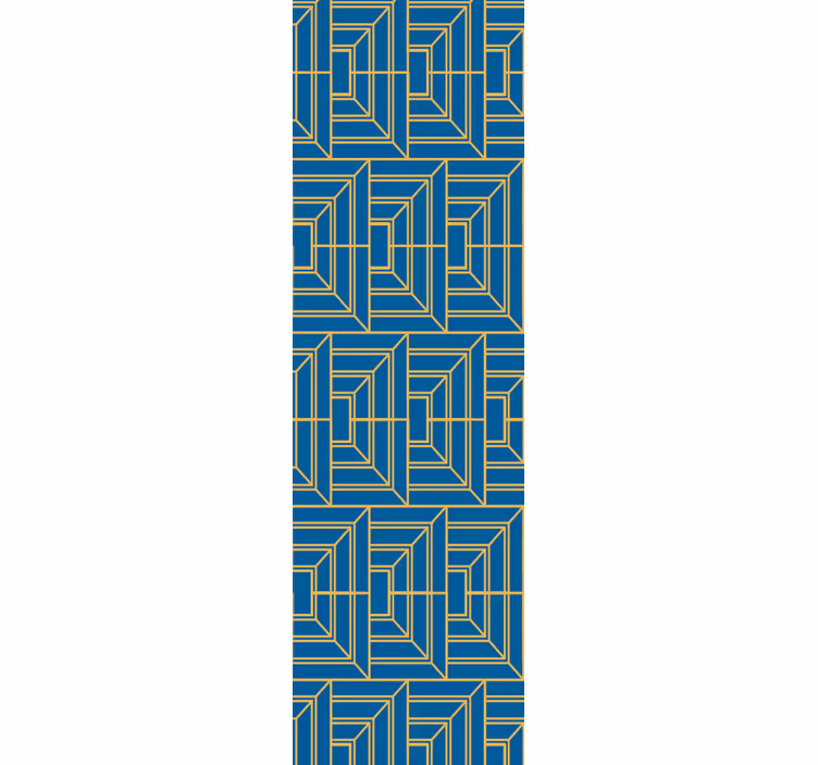 Dining room roller blinds gold lines on blue - TenStickers