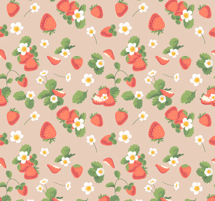 Dining room roller blinds with strawberries and flowers - TenStickers