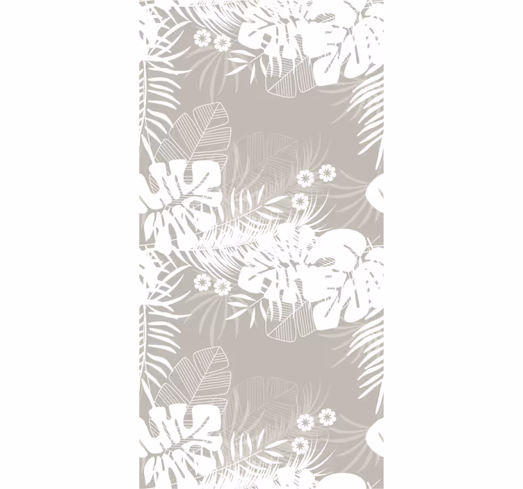 Dining room roller blinds with gray tropical leaves - TenStickers