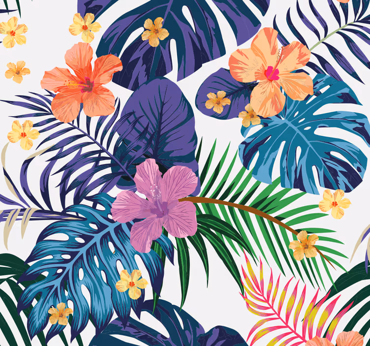 Dining room roller blinds hawaiian floral design - TenStickers