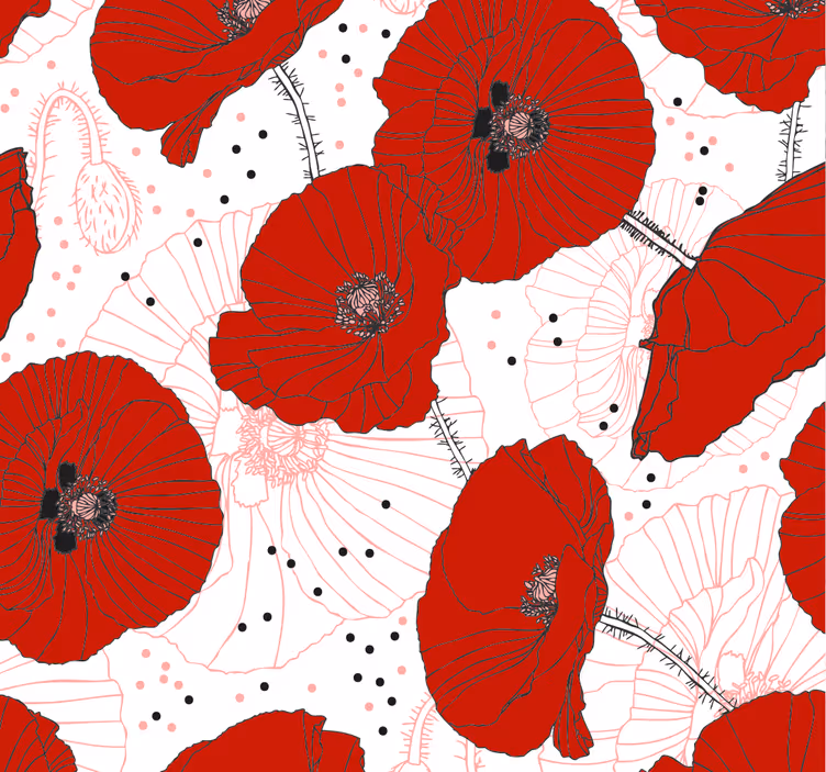 Dining room roller blinds with red flower design - TenStickers
