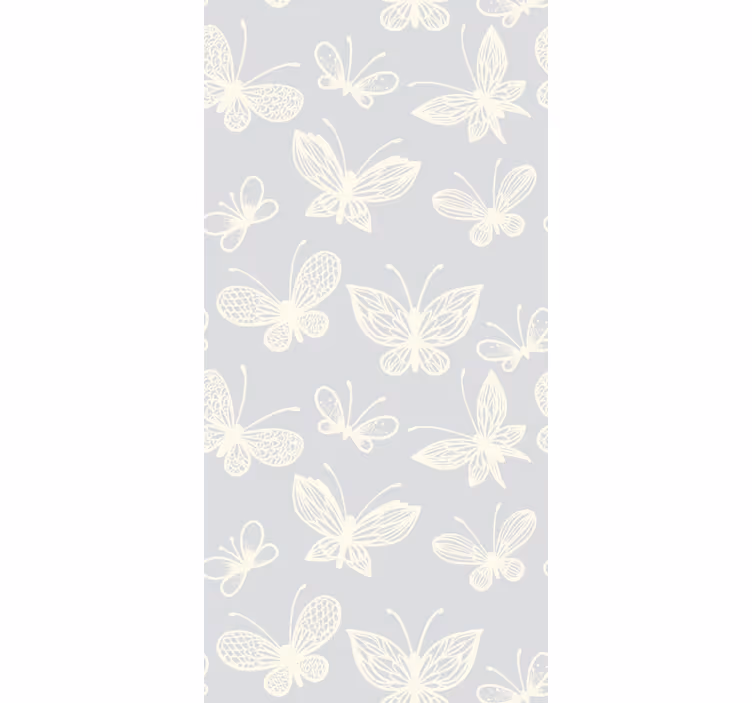 Kids roller blind with white and grey butterfly pattern - TenStickers