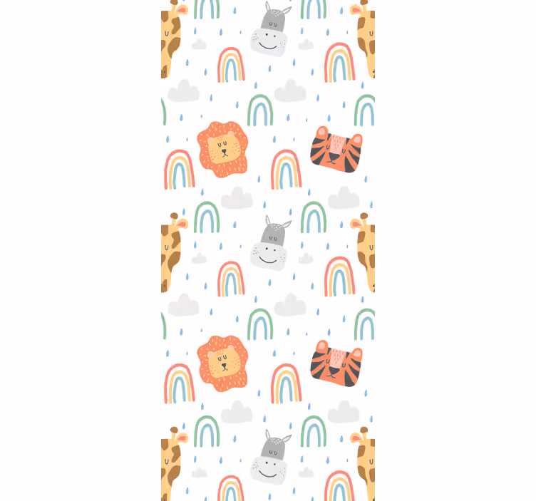 Kids roller blind with pastel animals and rainbows - TenStickers