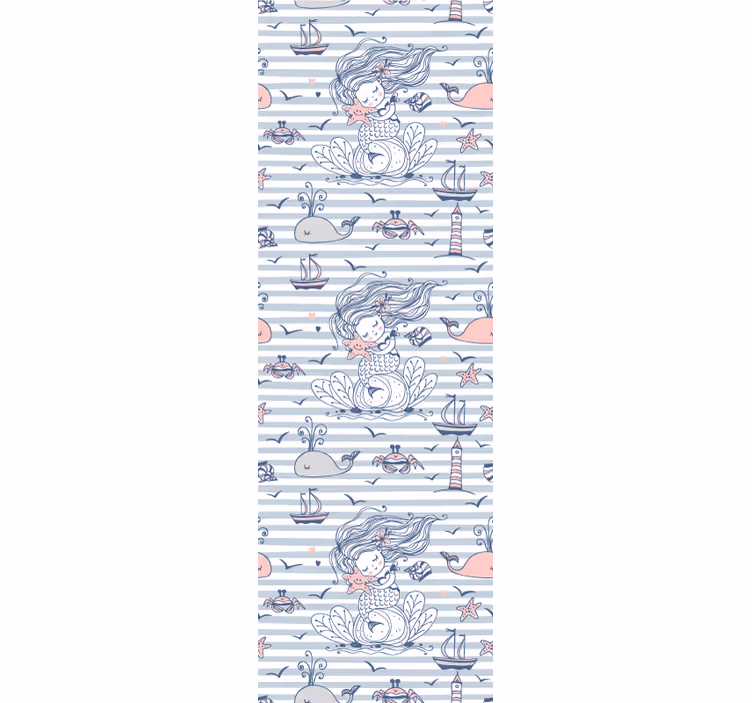 Kids roller blind cute mermaid and sea creatures stripes - TenStickers
