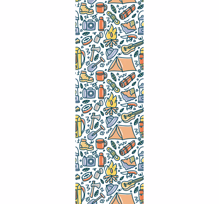 Kids roller blind hand drawn mountains and camping gear - TenStickers