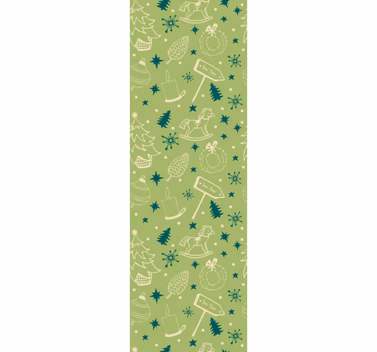Kids roller blind christmas elements green background - TenStickers