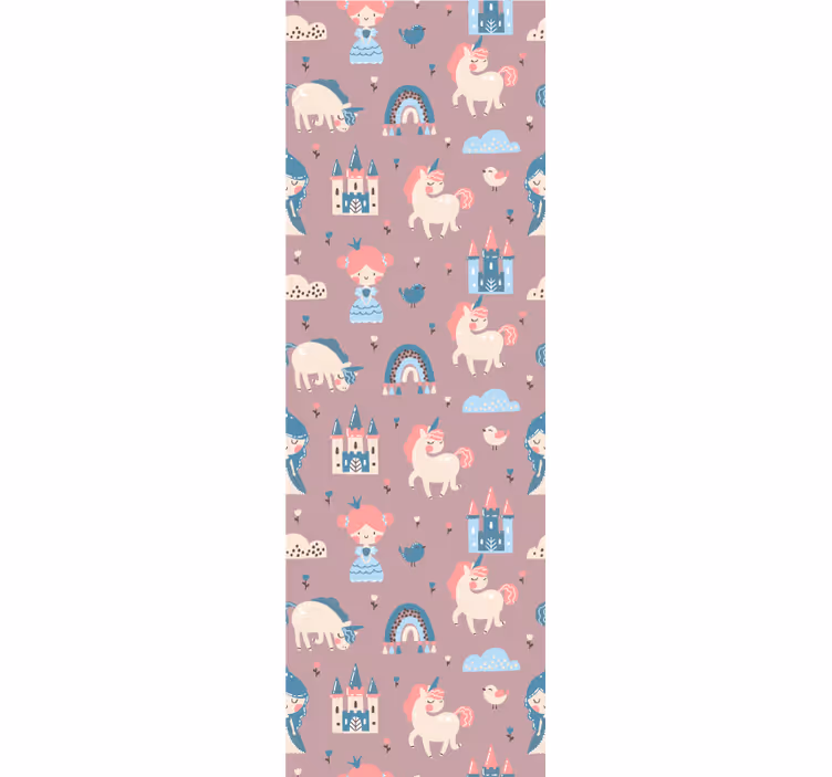 Kids roller blind pastel unicorns and princess - TenStickers