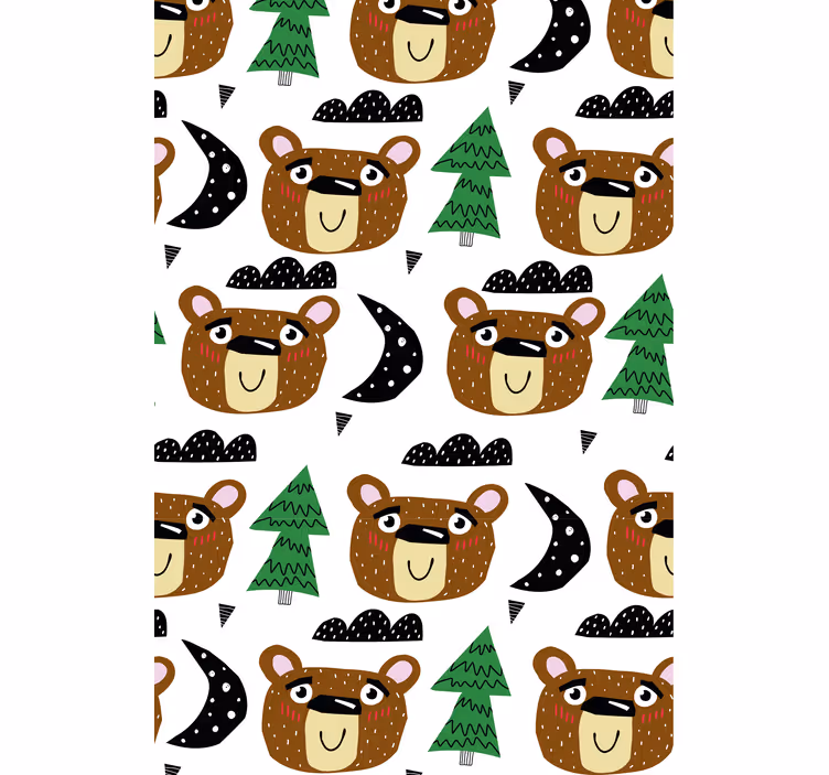Kids roller blind featuring solid color bears and trees - TenStickers
