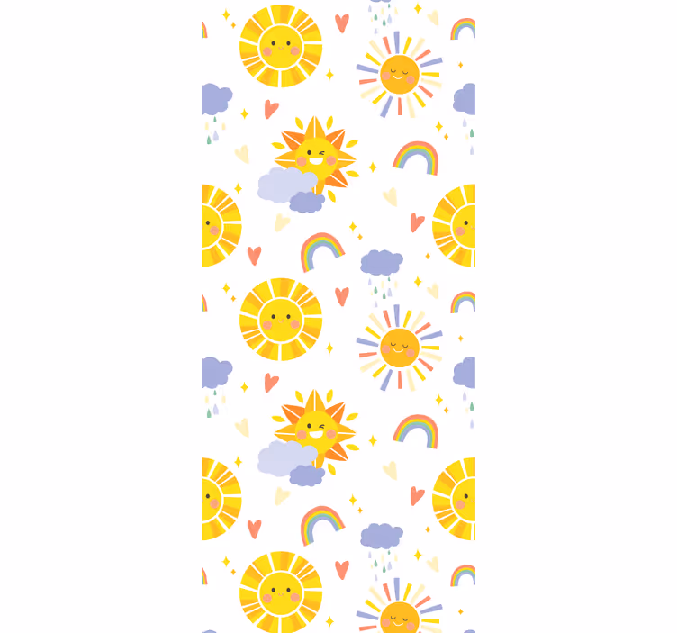 Kids roller blind in pastel rainbows and clouds - TenStickers