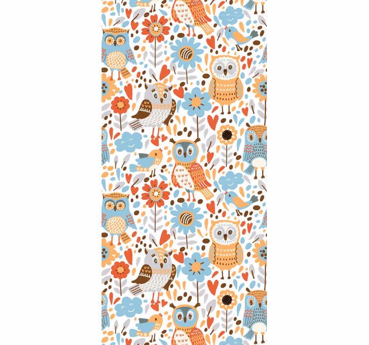 Kids roller blind colorful owls with flowers pattern - TenStickers