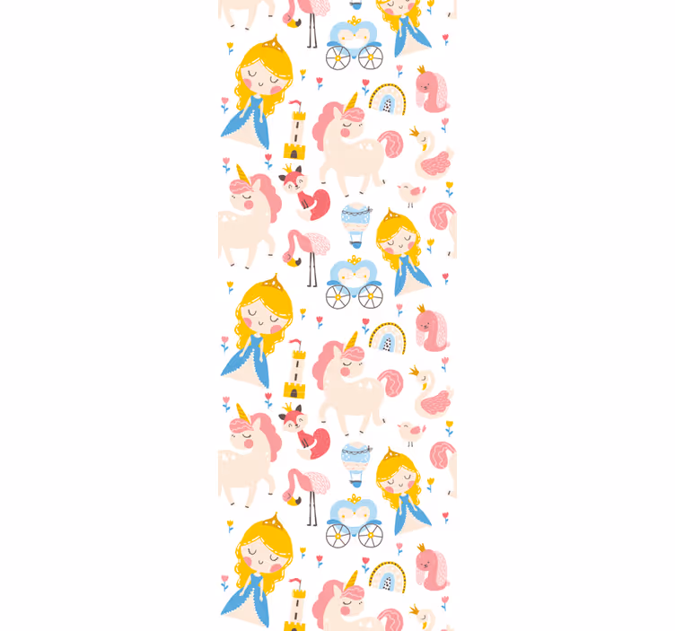 Kids roller blind featuring cartoon princes and unicorns - TenStickers