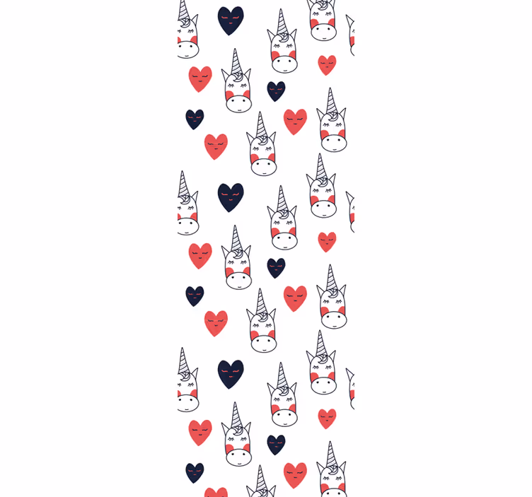 Kids roller blind with unicorn pattern and hearts - TenStickers