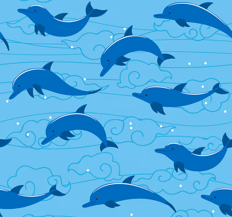 Kids roller blind sky with clouds and dolphins - TenStickers