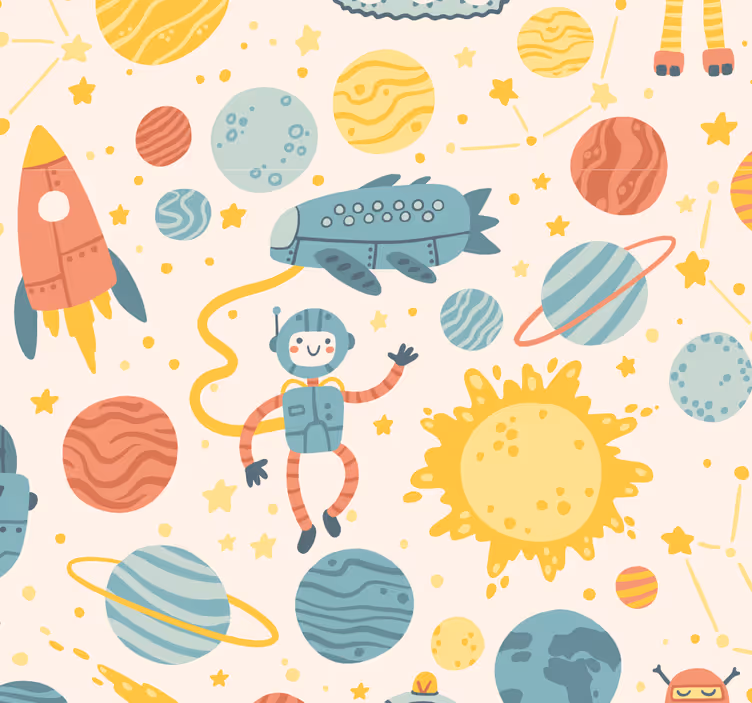Kids roller blind space adventure design - TenStickers