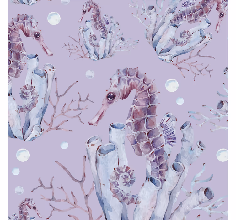Kids roller blind watercolor seahorse design - TenStickers