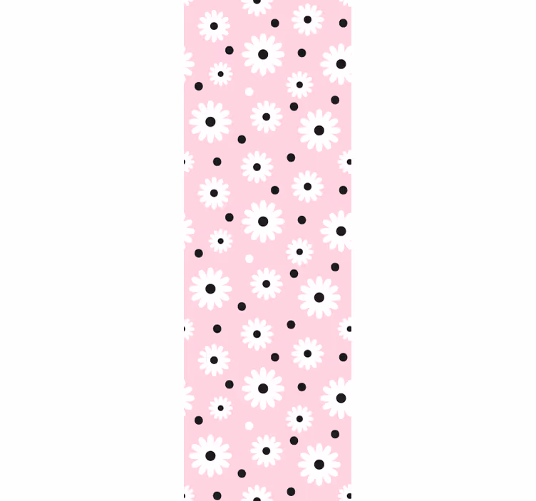 Kids roller blind pink black dots flower pattern - TenStickers