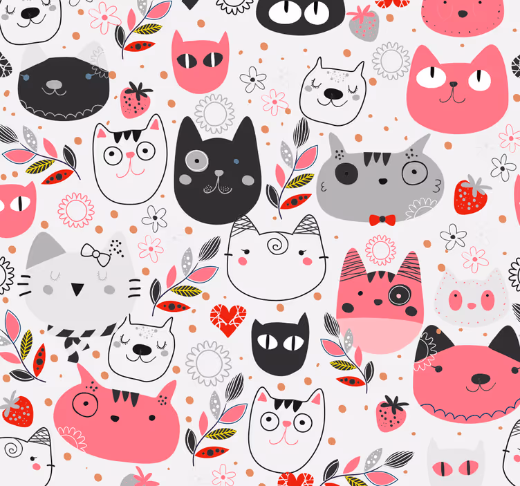 Kids roller blind illustrated cats - TenStickers