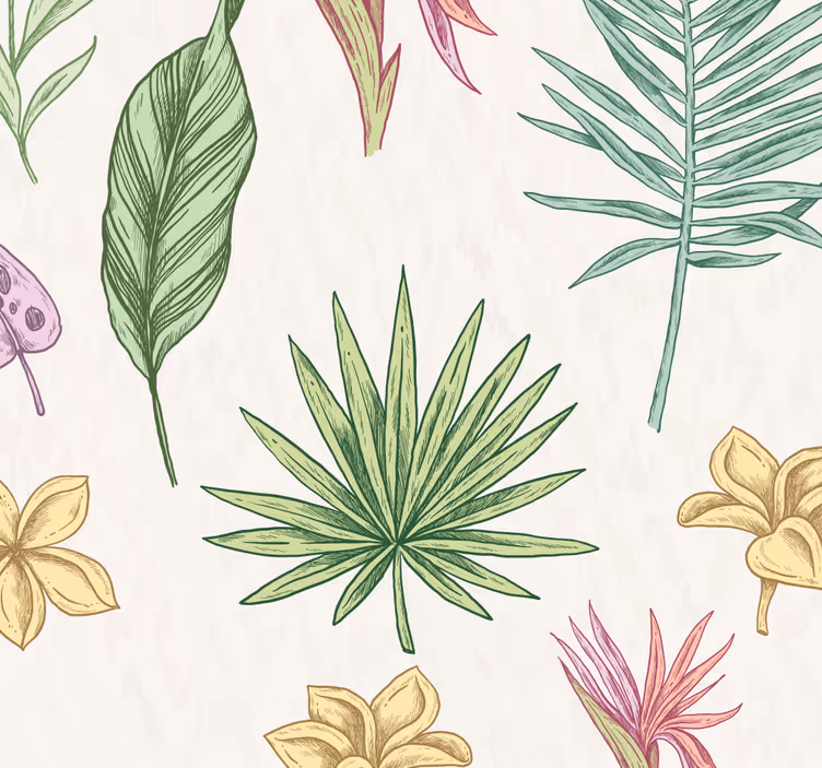 Kids roller blind with flowers and palm trees - TenStickers