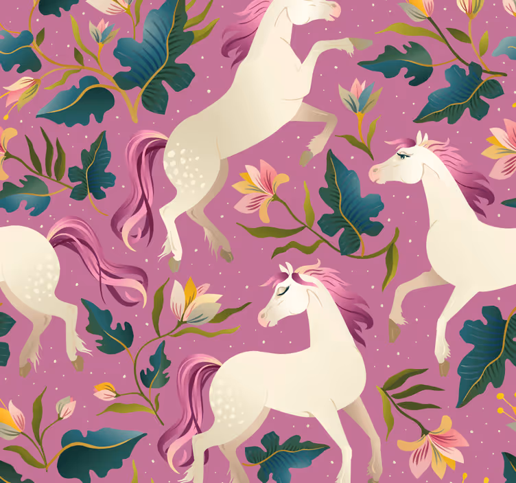 Kids roller blind with pink floral horse design - TenStickers