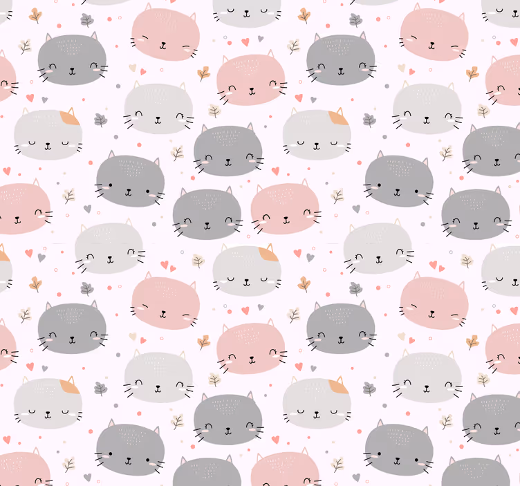 Kids roller blind cute grey and pink kittens - TenStickers
