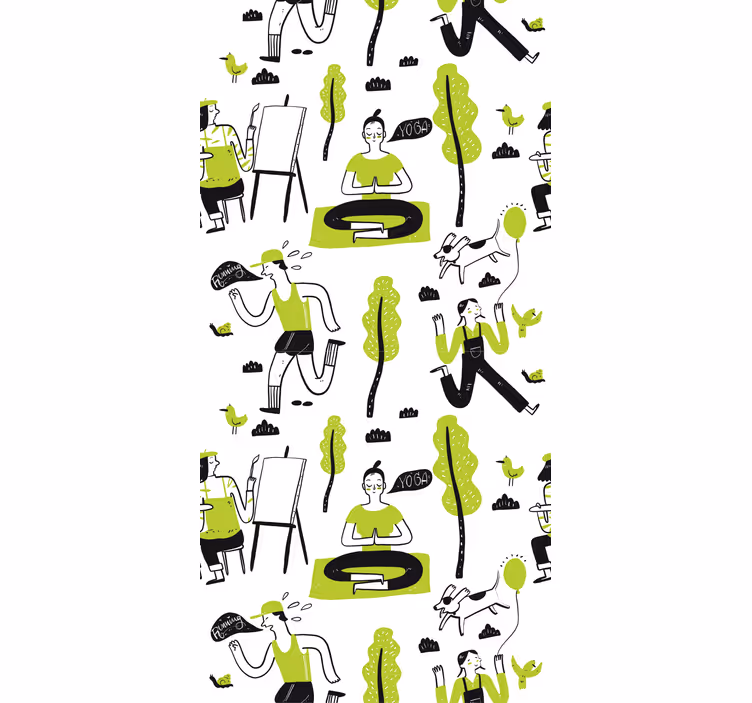Office window roller blind healthy lifestyle doodle set - TenStickers