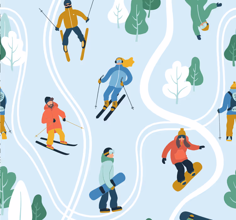 Teenage roller blind blue skiing design - TenStickers