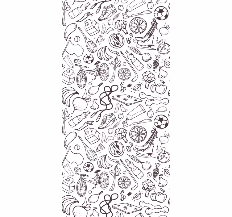Modern roller blind with fitness and sport doodles - TenStickers
