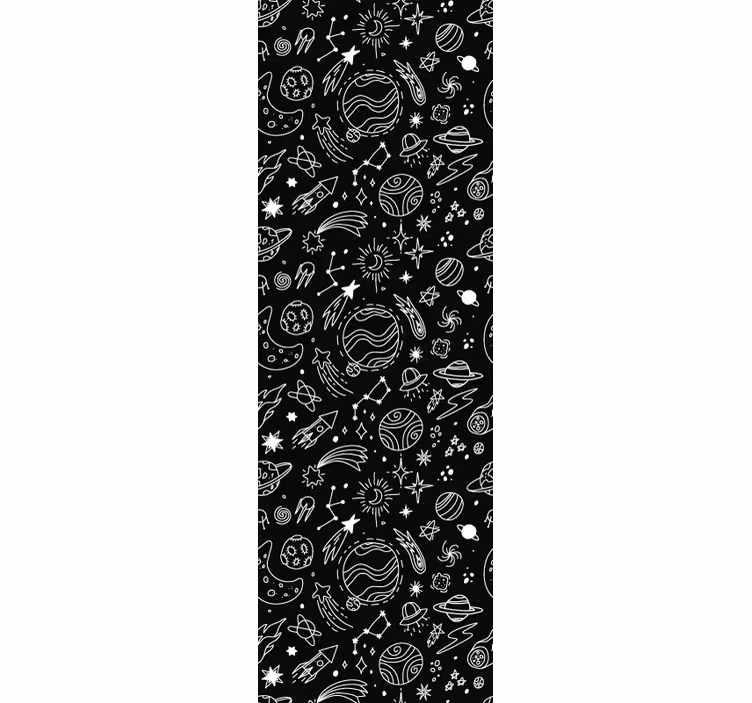 Modern roller blind with black and white cosmic art - TenStickers