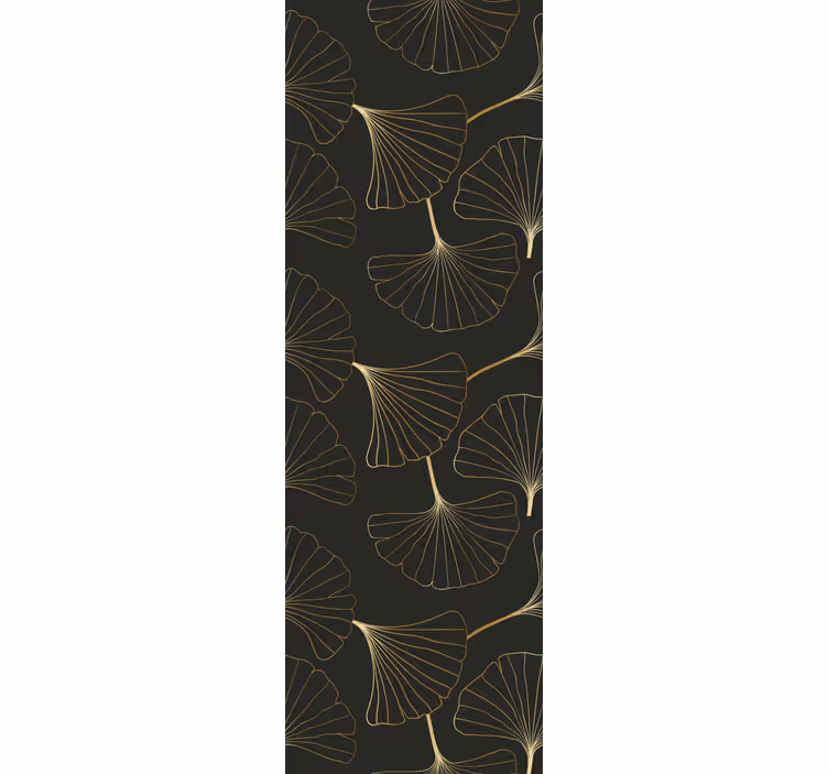 Modern roller blind ginkgo leaves charcoal gold - TenStickers