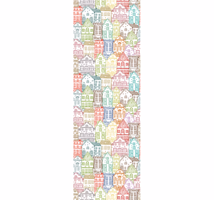 Modern roller blind hand drawn houses pattern - TenStickers