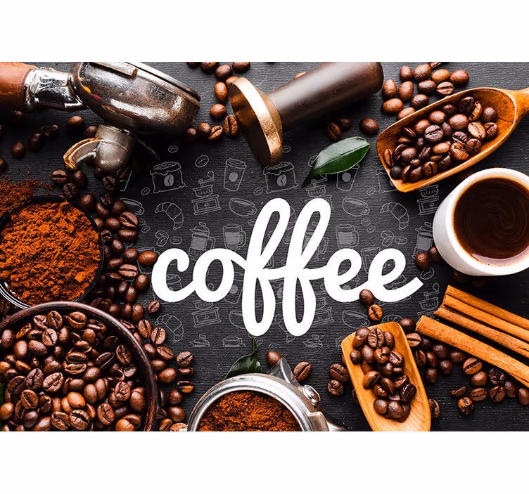 Roller blind for kitchen window coffee essentials - TenStickers