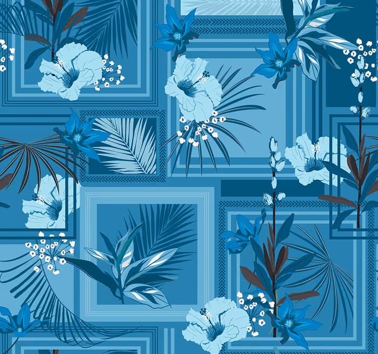 Blue floral bathroom window blind - TenStickers