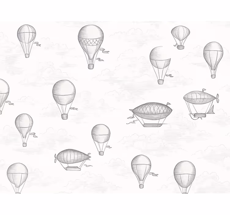 Grey roller blind vintage skies and airships - TenStickers