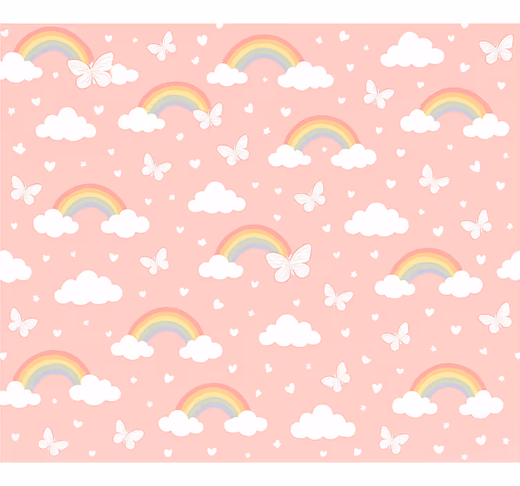 Pink roller blind with a rainbow design for kids - TenStickers